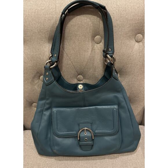 Coach Campbell Vintage Blue Leather Hobo Shoulder Y2K Bag - Picture 1 of 16